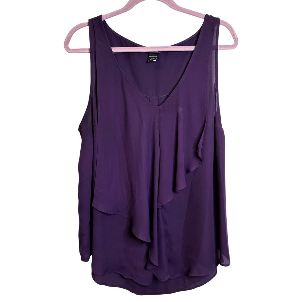 TORRID Purple Chiffon Ruffle Front Swing Tank Sleeveless Top Size 00 L 10 12